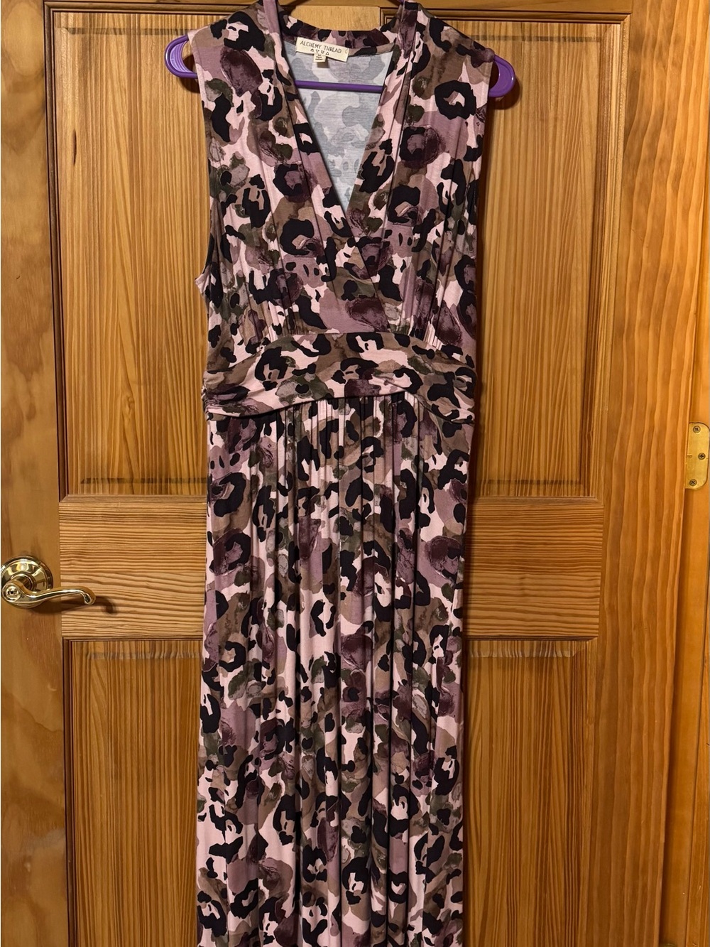 Pink Floral Leopard Wrap-Style Maxi Dress